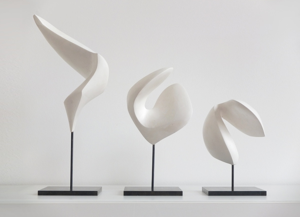 Alex Palenski trio de sculptures en plâtre et acier
