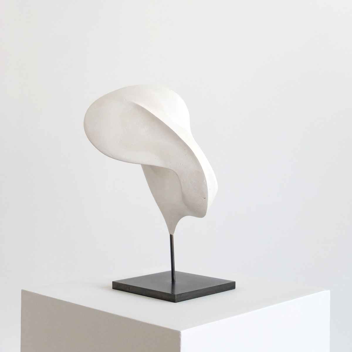 Alex Palenski sculpture abstraite plâtre et acier os blanc